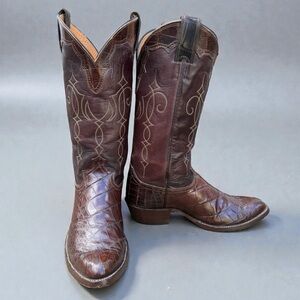 Justin • American Alligator Belly • Men’s 8 D • Vintage Exotic Cowboy Boots